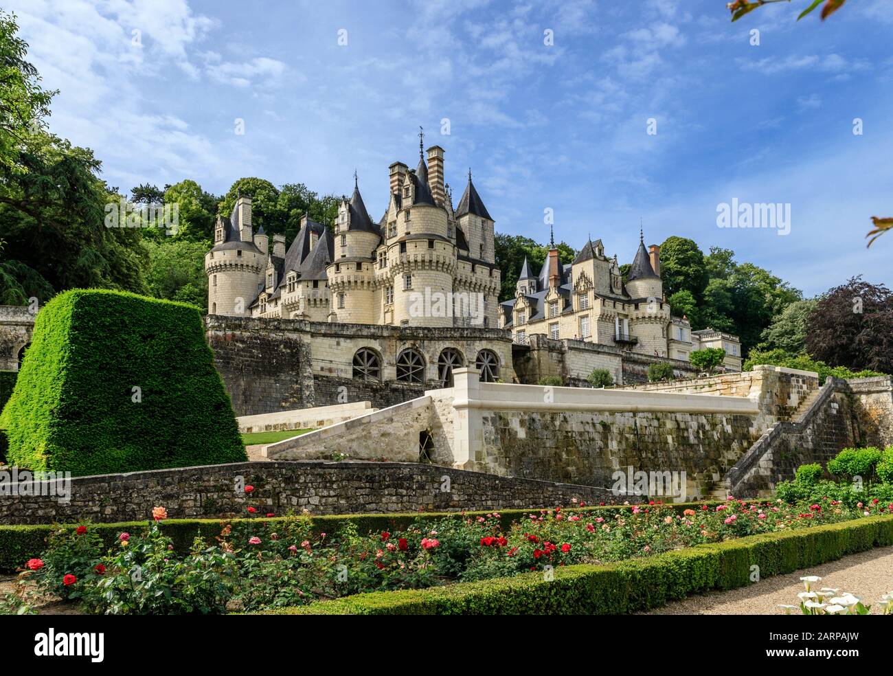 France, Indre et Loire, Loire Valley listed as World Heritage by UNESCO, Rigny Usse, Chateau d’Usse gardens, Medieval and Renaissance Inspiration cast Stock Photo