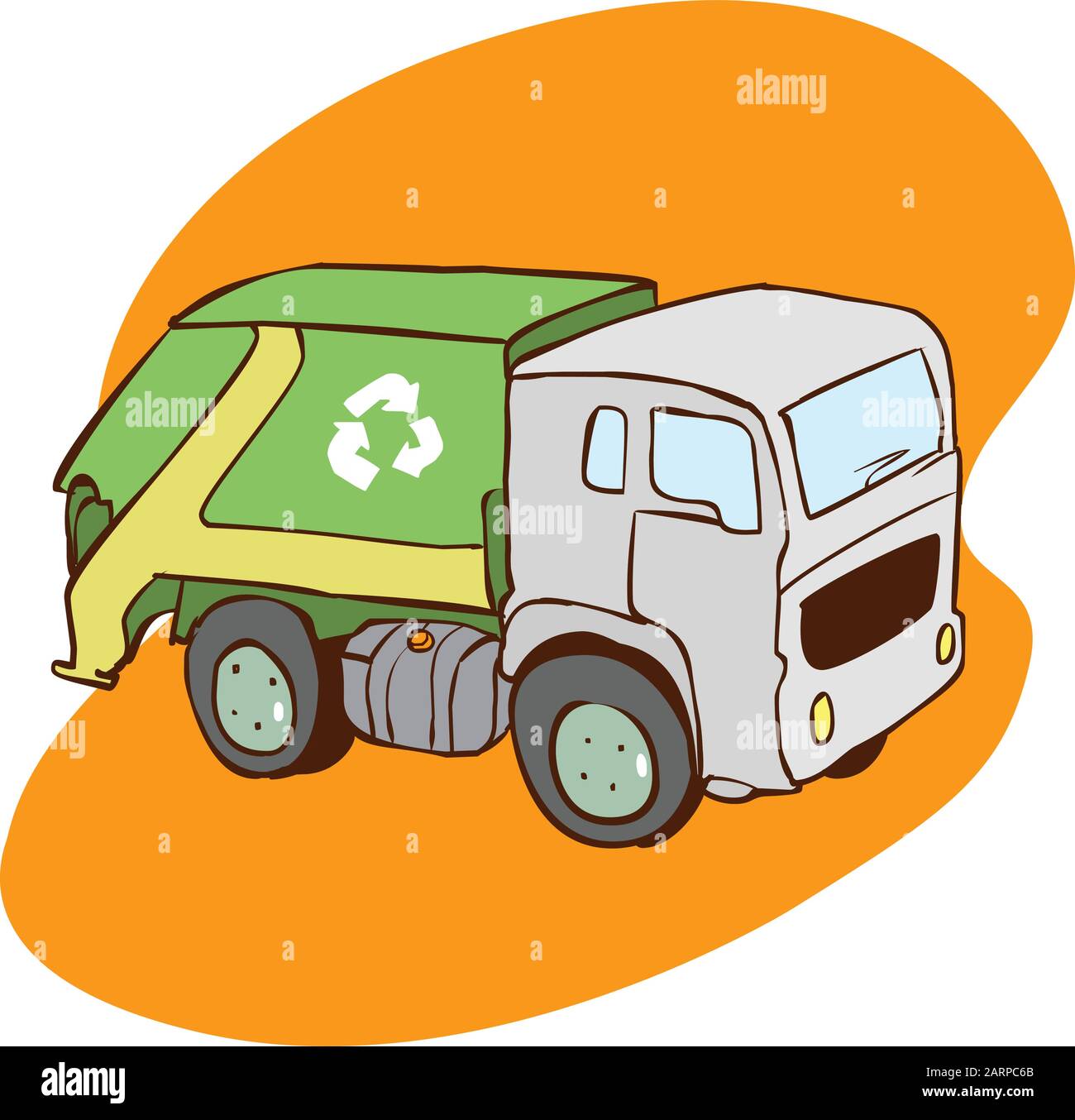 Sorting, transporting process of garbage, trash can. Vector illustration. Stock Vector