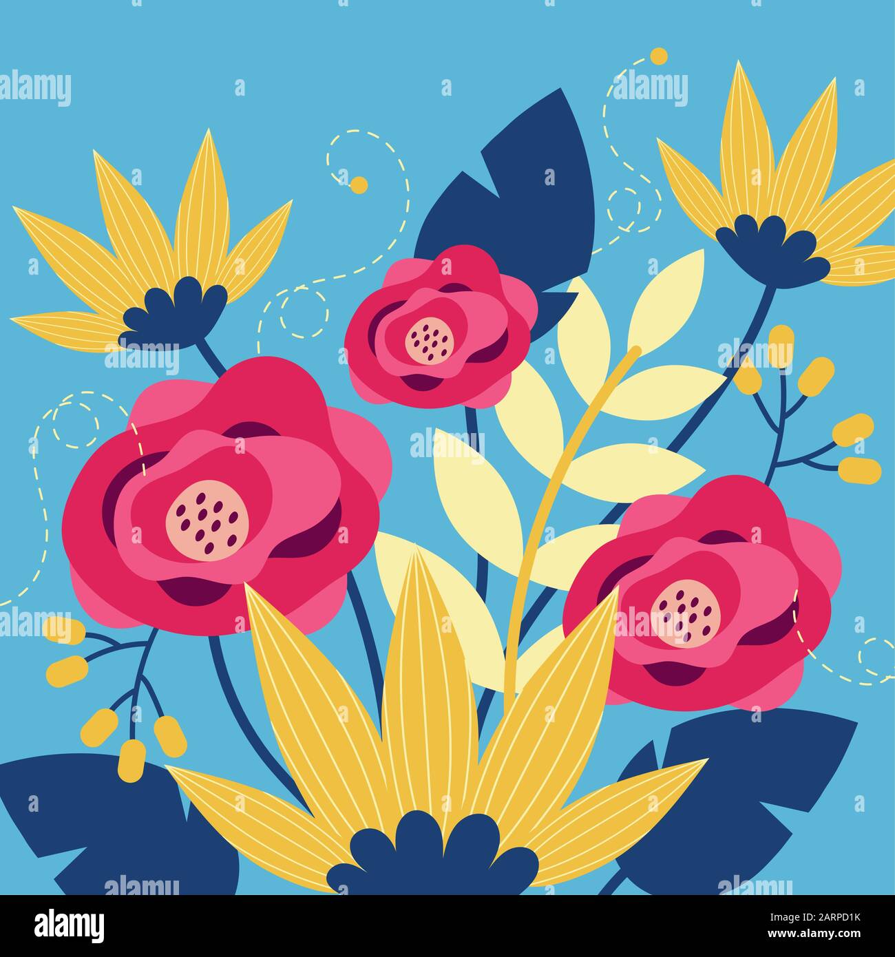 flowers and leafs garden scene Stock Vector Image & Art - Alamy