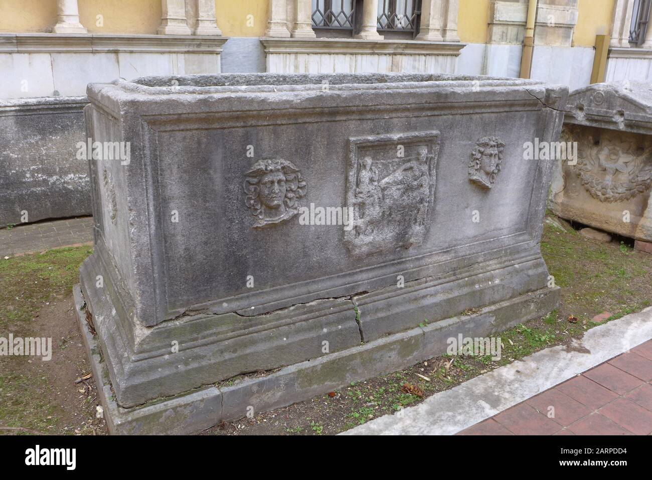 East Roman Byzantine Empire Archeological Artifacts Sarcophagi And Statue Bases Collected From The General Thessaloniki Area Stock Photo Alamy