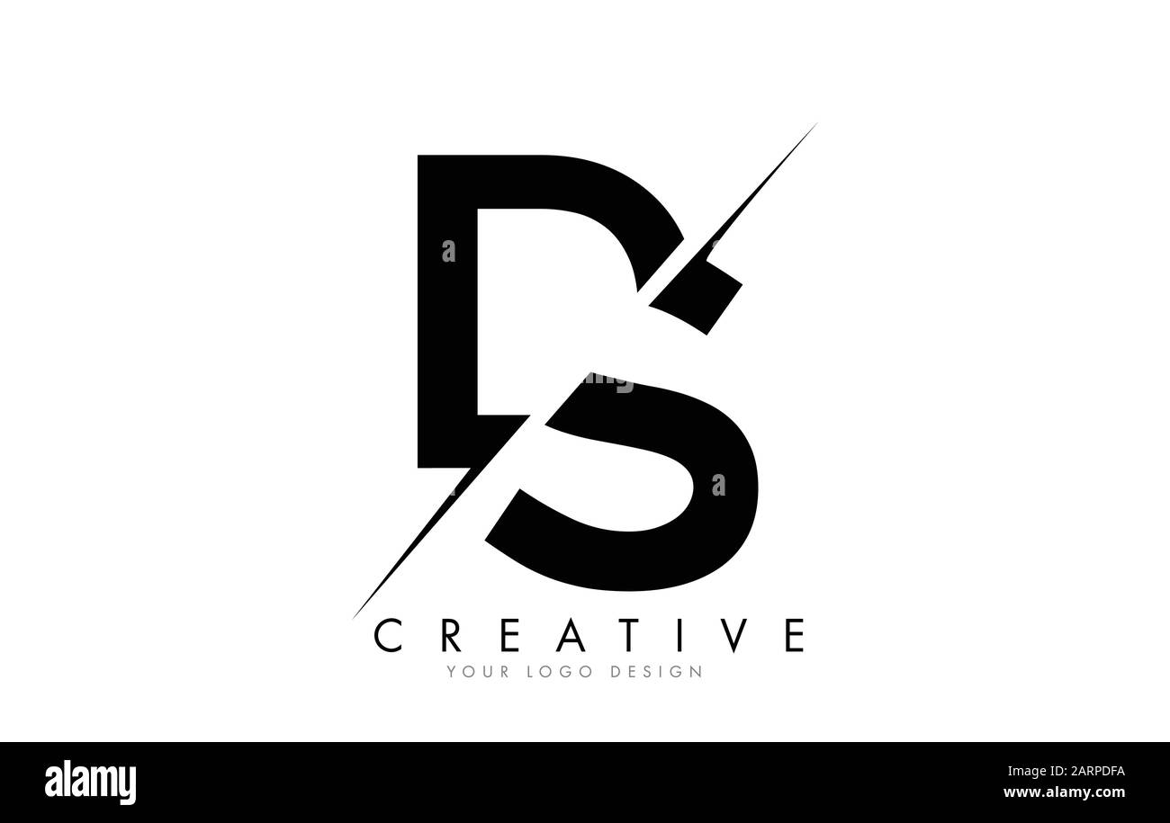 DS D S Letter Logo Design with a Creative Cut. Creative logo design.. Stock Vector