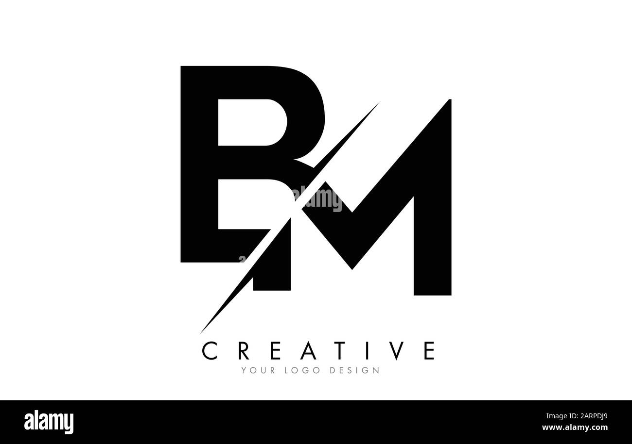 BM B M Letter Logo Design with a Creative Cut. Creative logo design.. Stock Vector