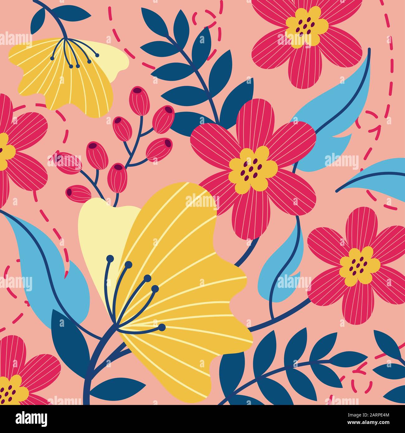 flowers and leafs garden scene Stock Vector Image & Art - Alamy