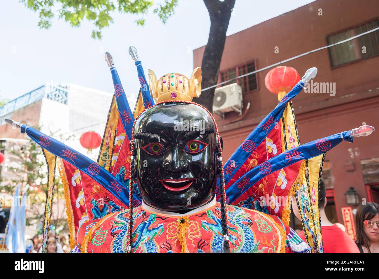 Capital Federal, Buenos Aires / Argentina; Jan 25, 2020: big head buddha of the Taiwanese civil association in Argentina, at the Chinese New Year fest Stock Photo