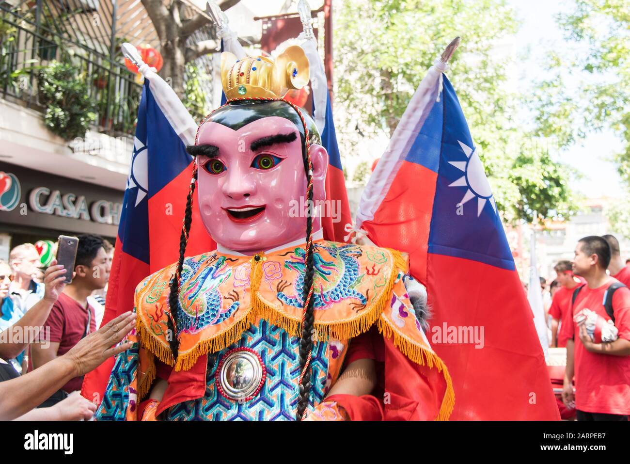Capital Federal, Buenos Aires / Argentina; Jan 25, 2020: big head buddha of the Taiwanese civil association in Argentina, at the Chinese New Year fest Stock Photo
