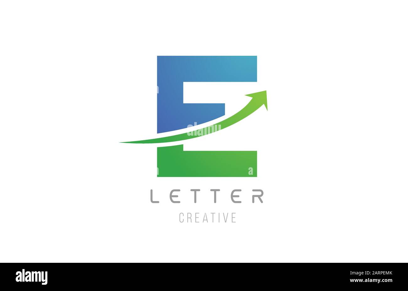 green blue swoosh arrow letter alphabet E for company logo icon design ...