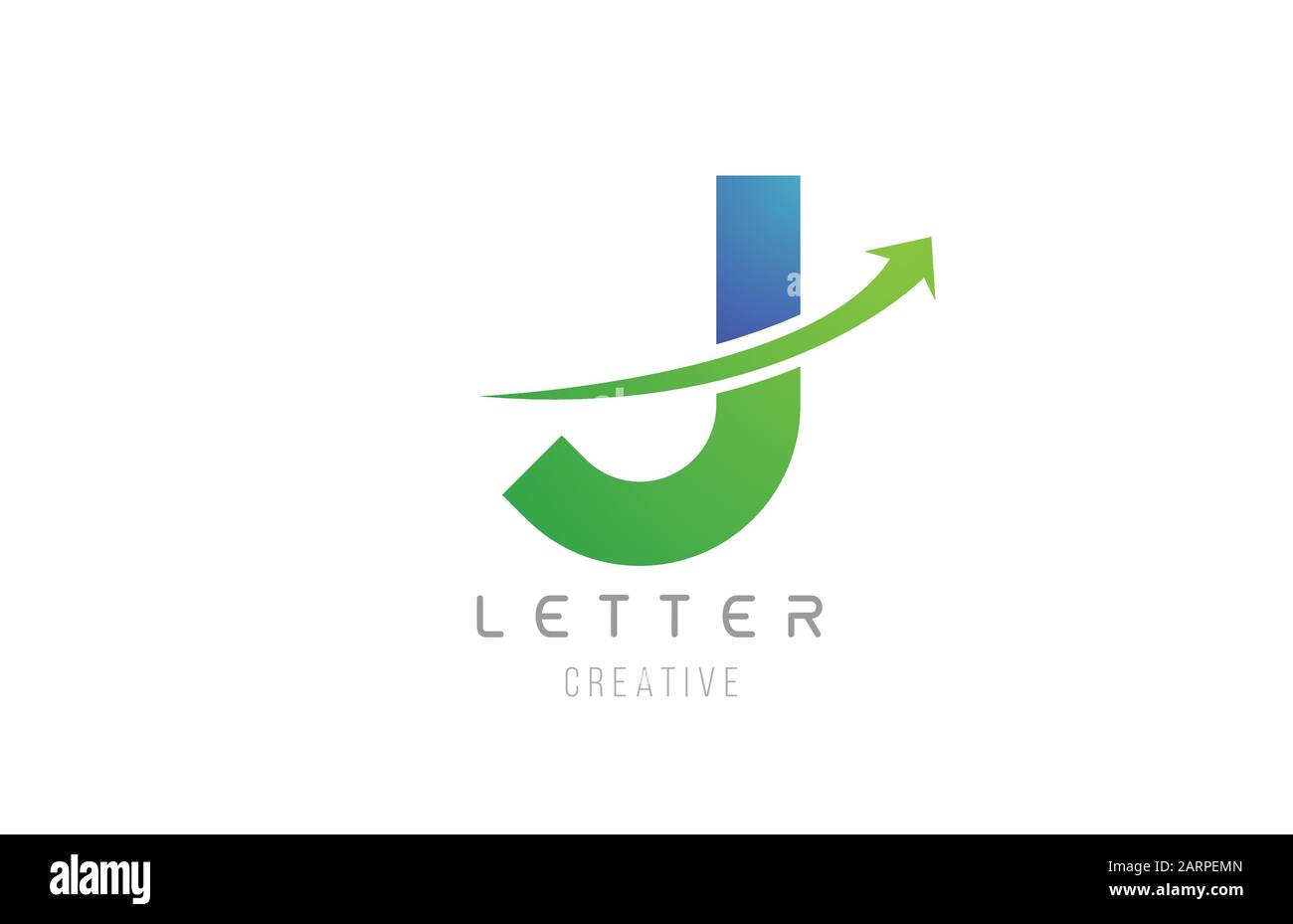 green blue swoosh arrow letter alphabet J for company logo icon design ...