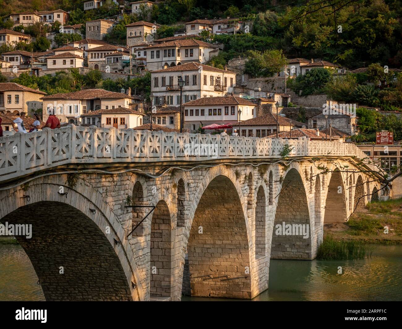 Gorica Bridge In The Town Of A Thousand Windows Berat Albania Stock Gorica Bridge In The Town Of A Thousand Windows Berat Albania Stock
