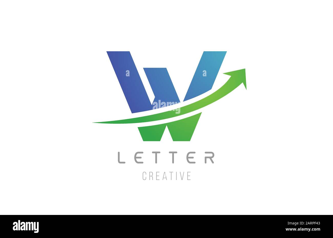 green blue swoosh arrow letter alphabet W for company logo icon design ...