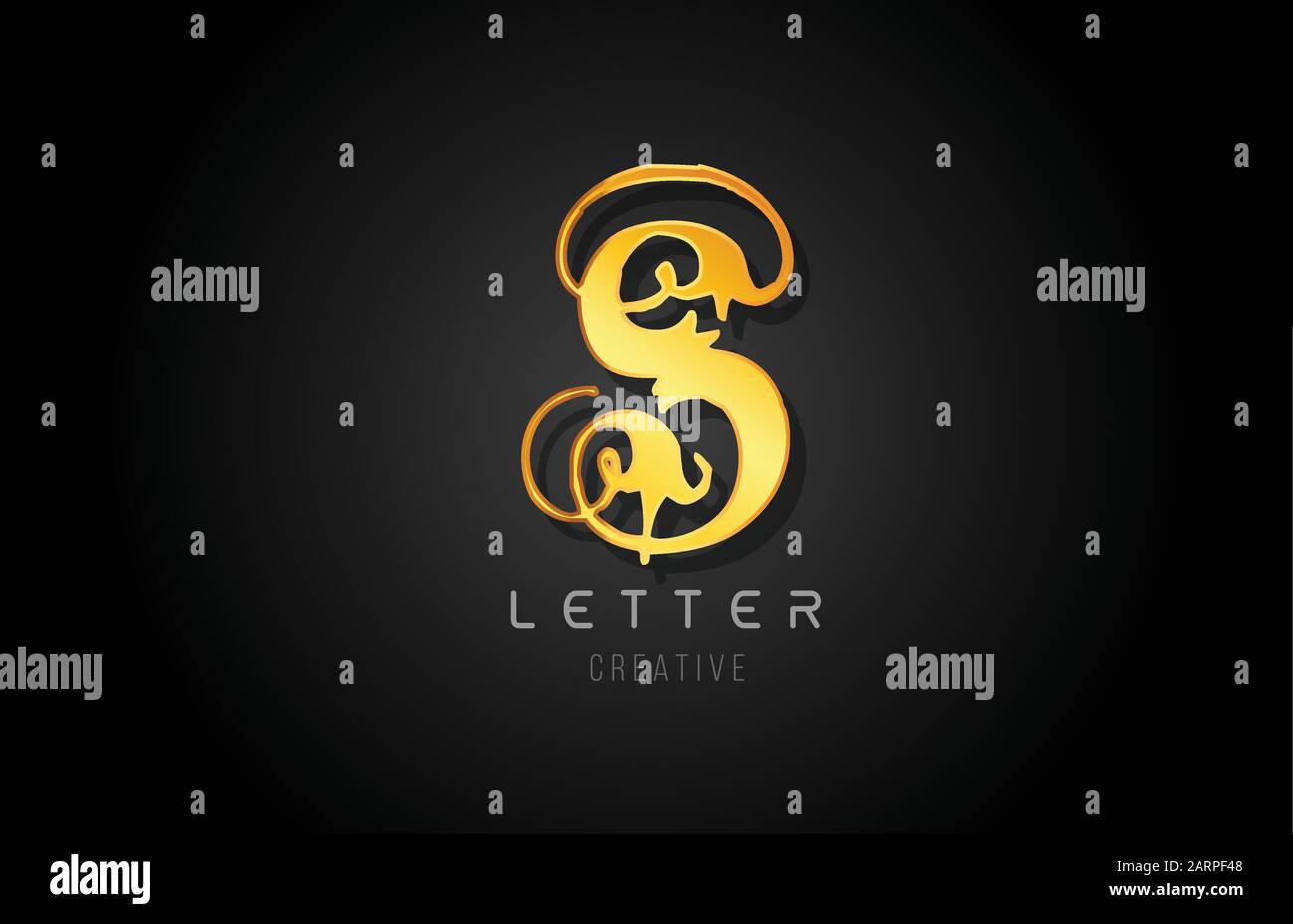 S gold golden letter alphabet design for logo company icon. Metal or ...