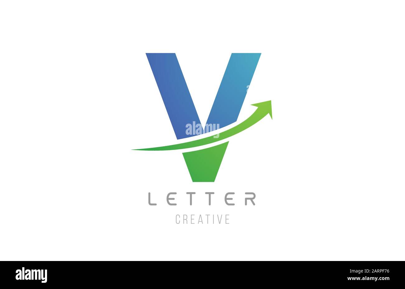 green blue swoosh arrow letter alphabet V for company logo icon design ...