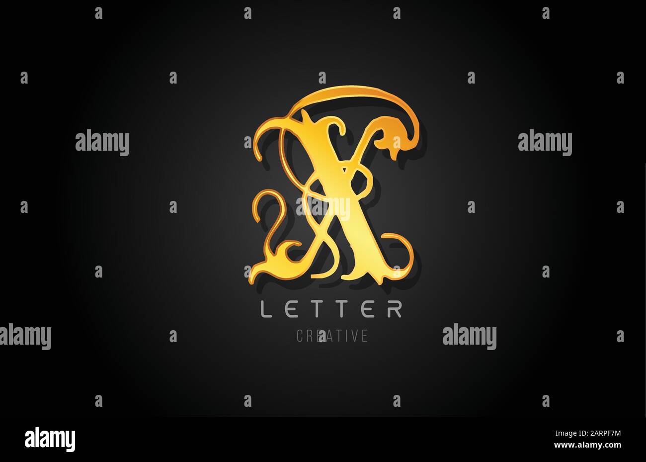 X gold golden letter alphabet design for logo company icon. Metal or ...