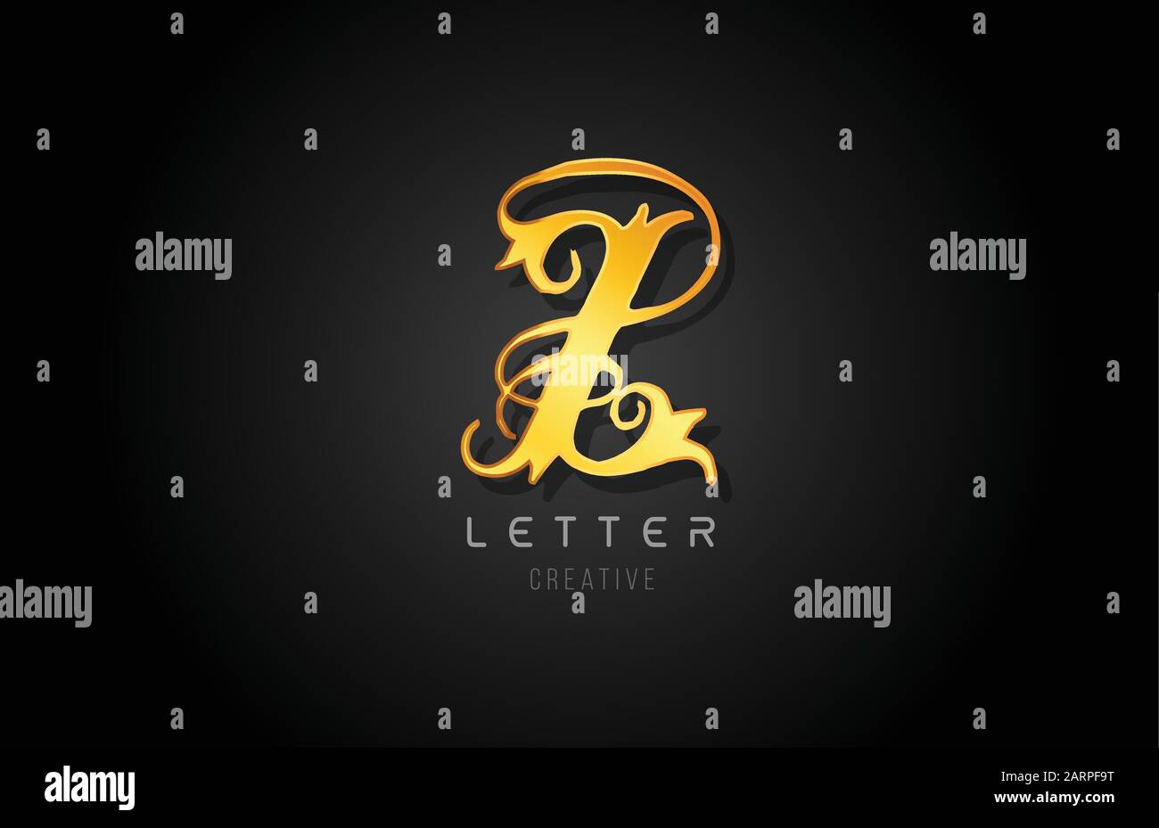 Z gold golden letter alphabet design for logo company icon. Metal or ...