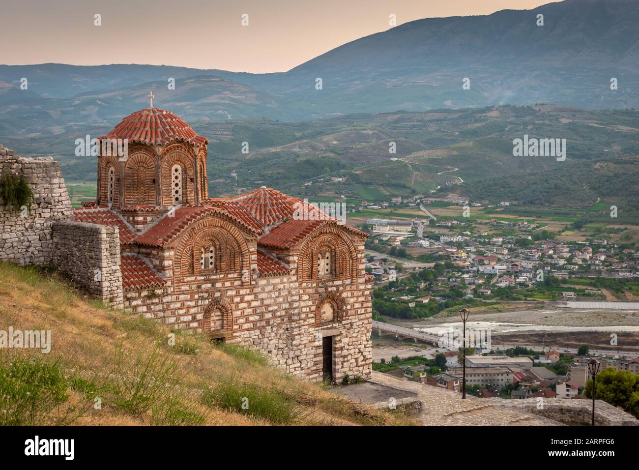 Byzantine church on the hilltop, Berat, Albania Stock Photo