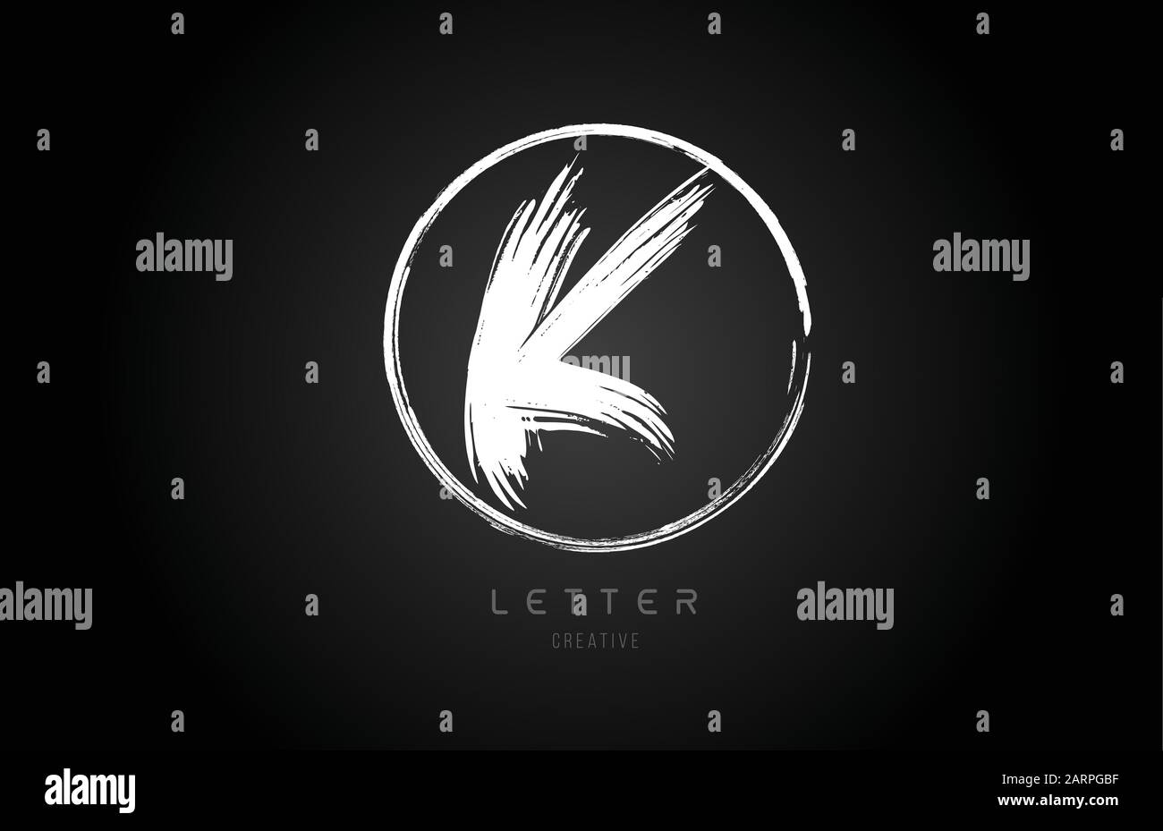 grunge K brush stroke letter alphabet logo icon design template with ...