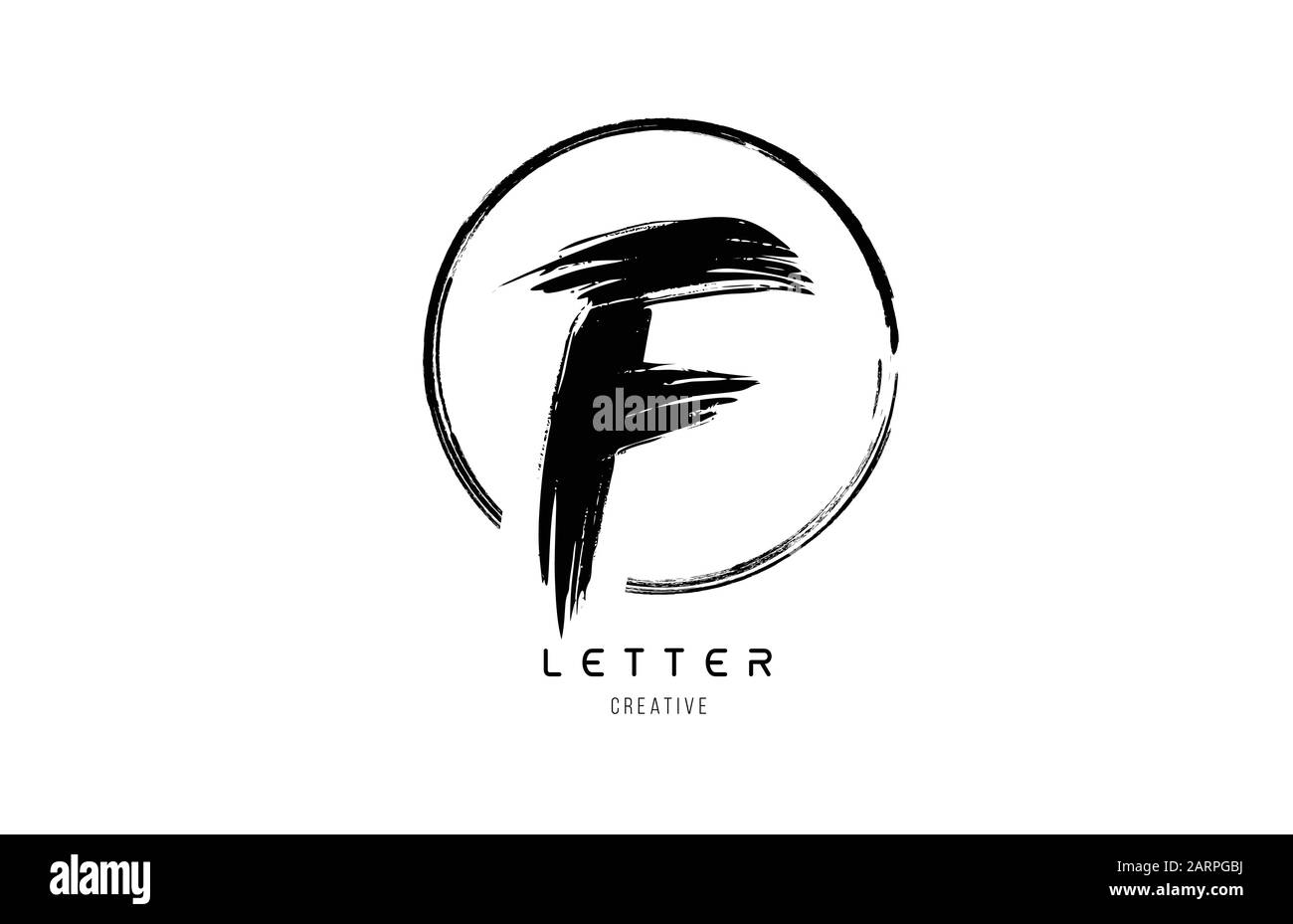 handwritten grunge F brush stroke letter alphabet logo icon design ...