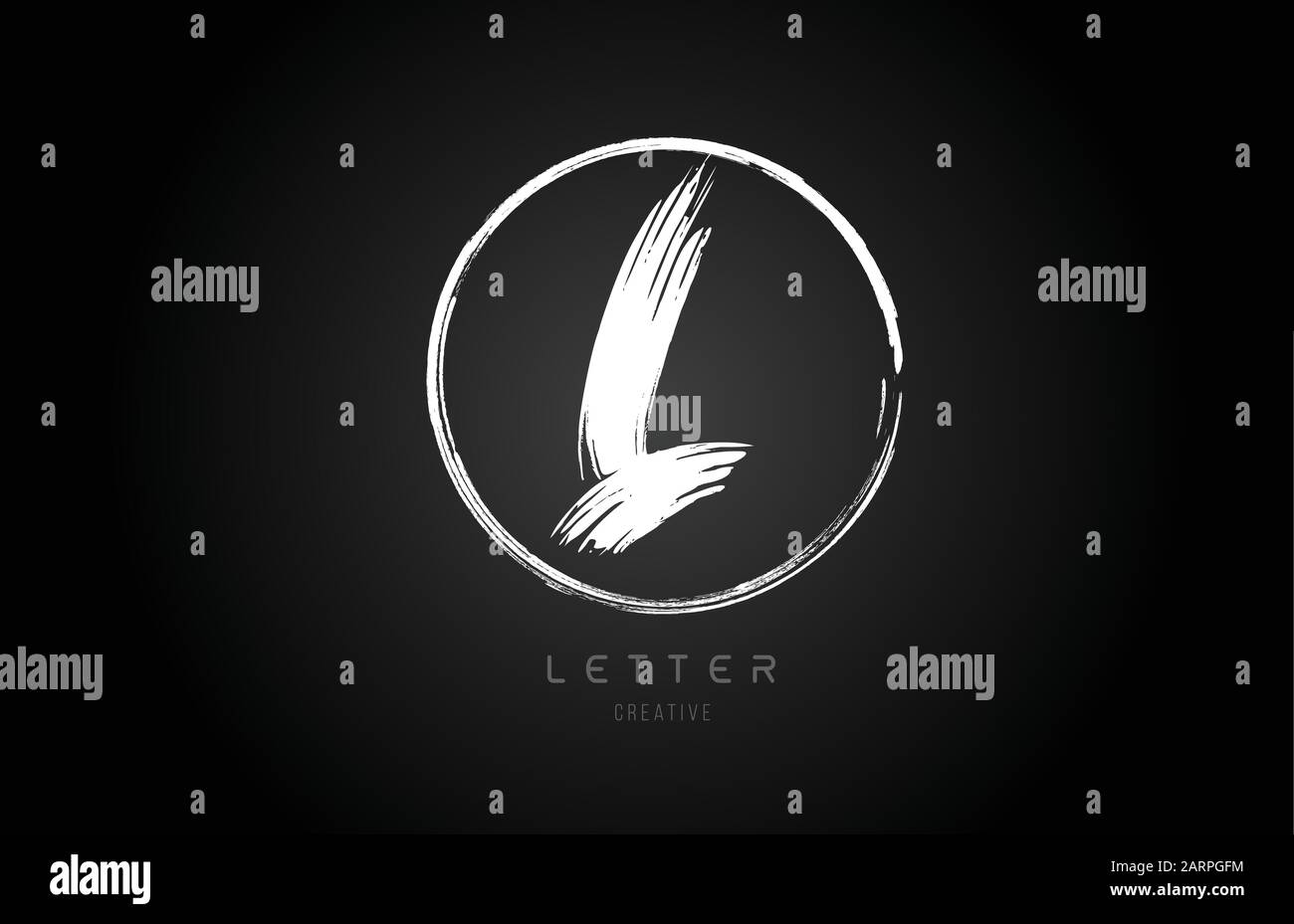 grunge L brush stroke letter alphabet logo icon design template with ...