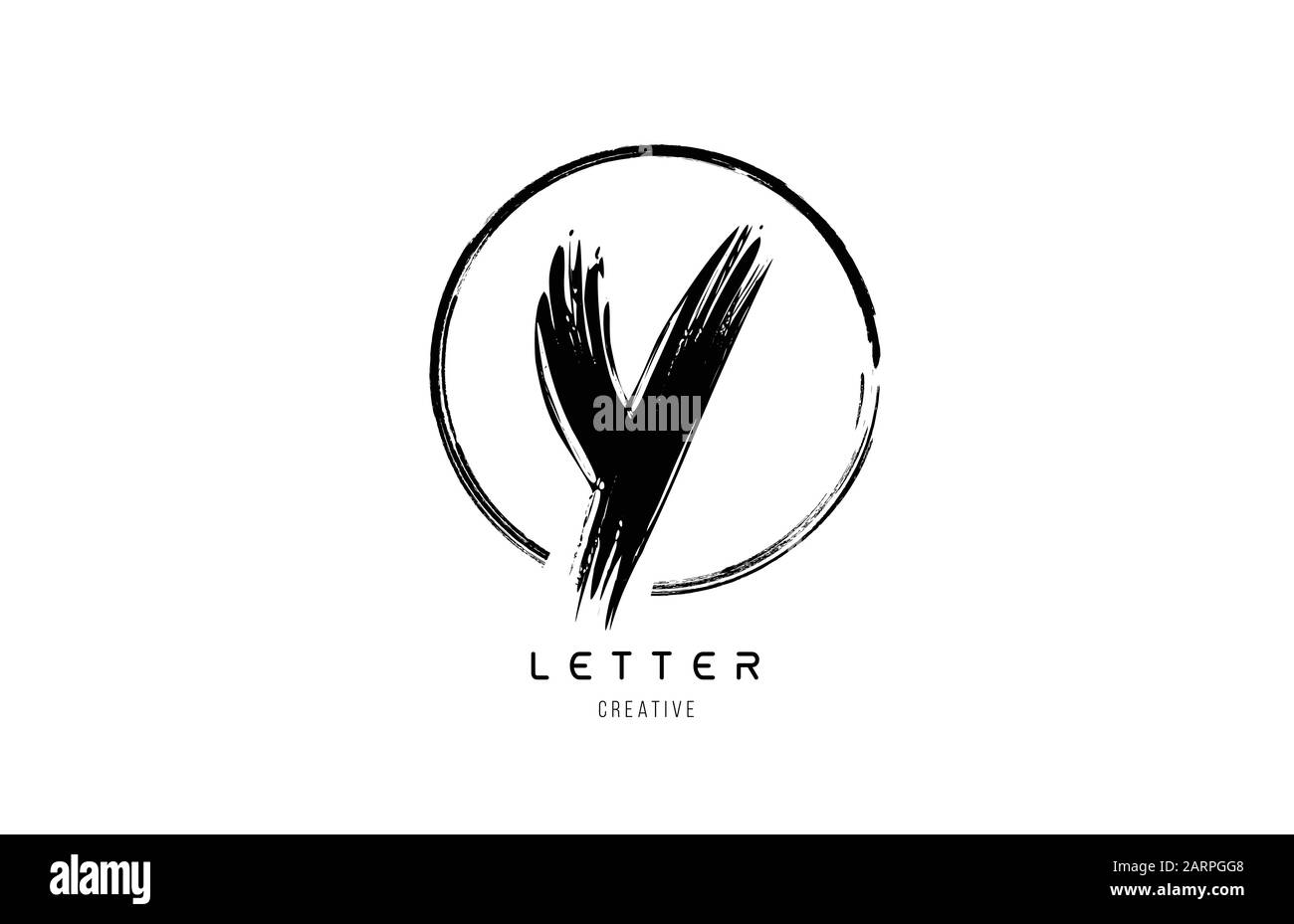 handwritten grunge Y brush stroke letter alphabet logo icon design ...