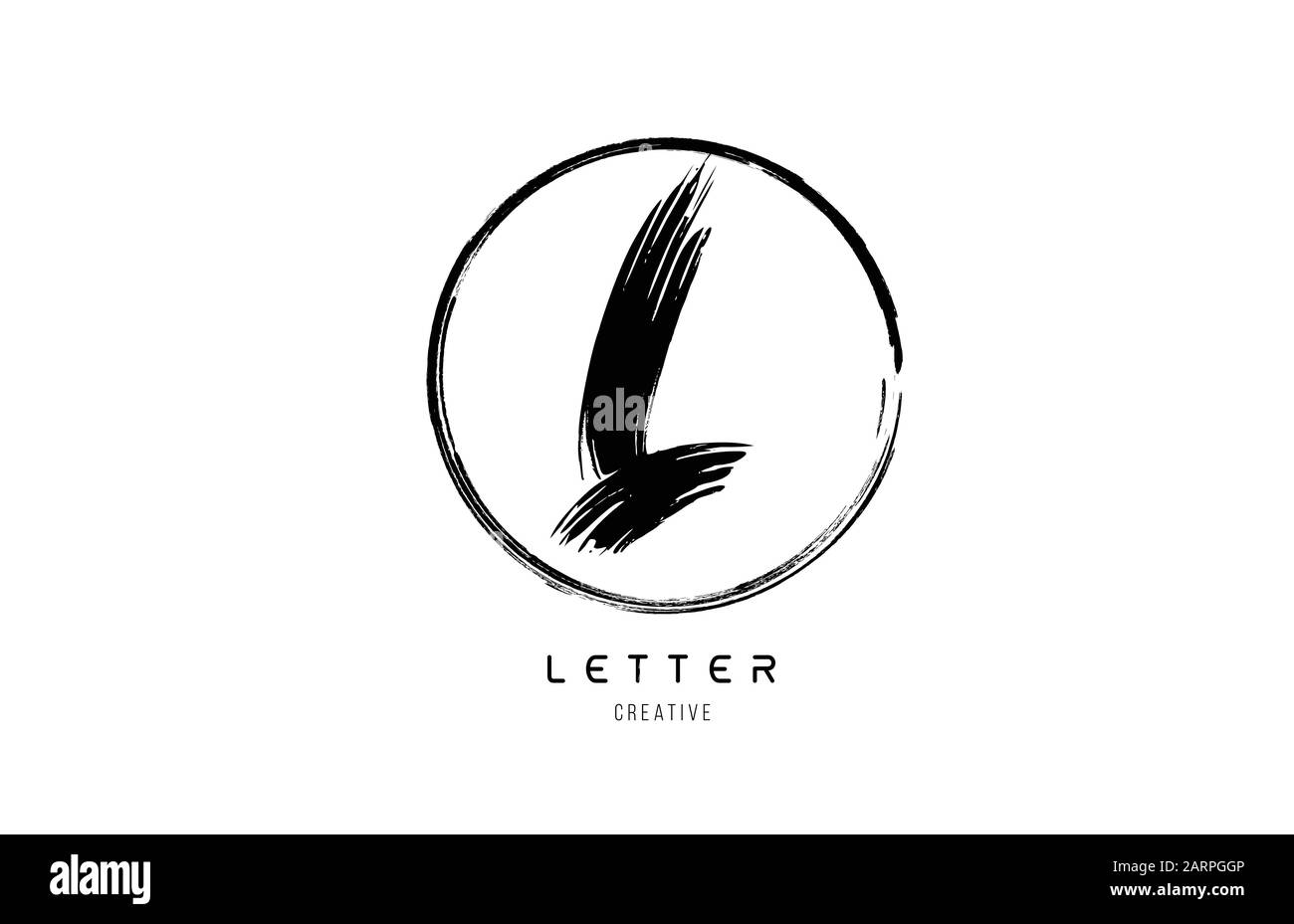 handwritten grunge L brush stroke letter alphabet logo icon design ...