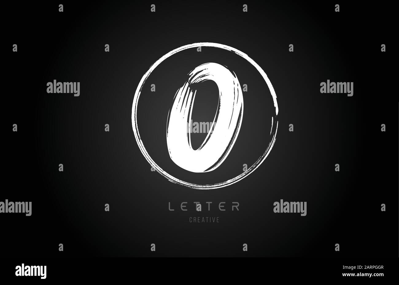 grunge O brush stroke letter alphabet logo icon design template with ...