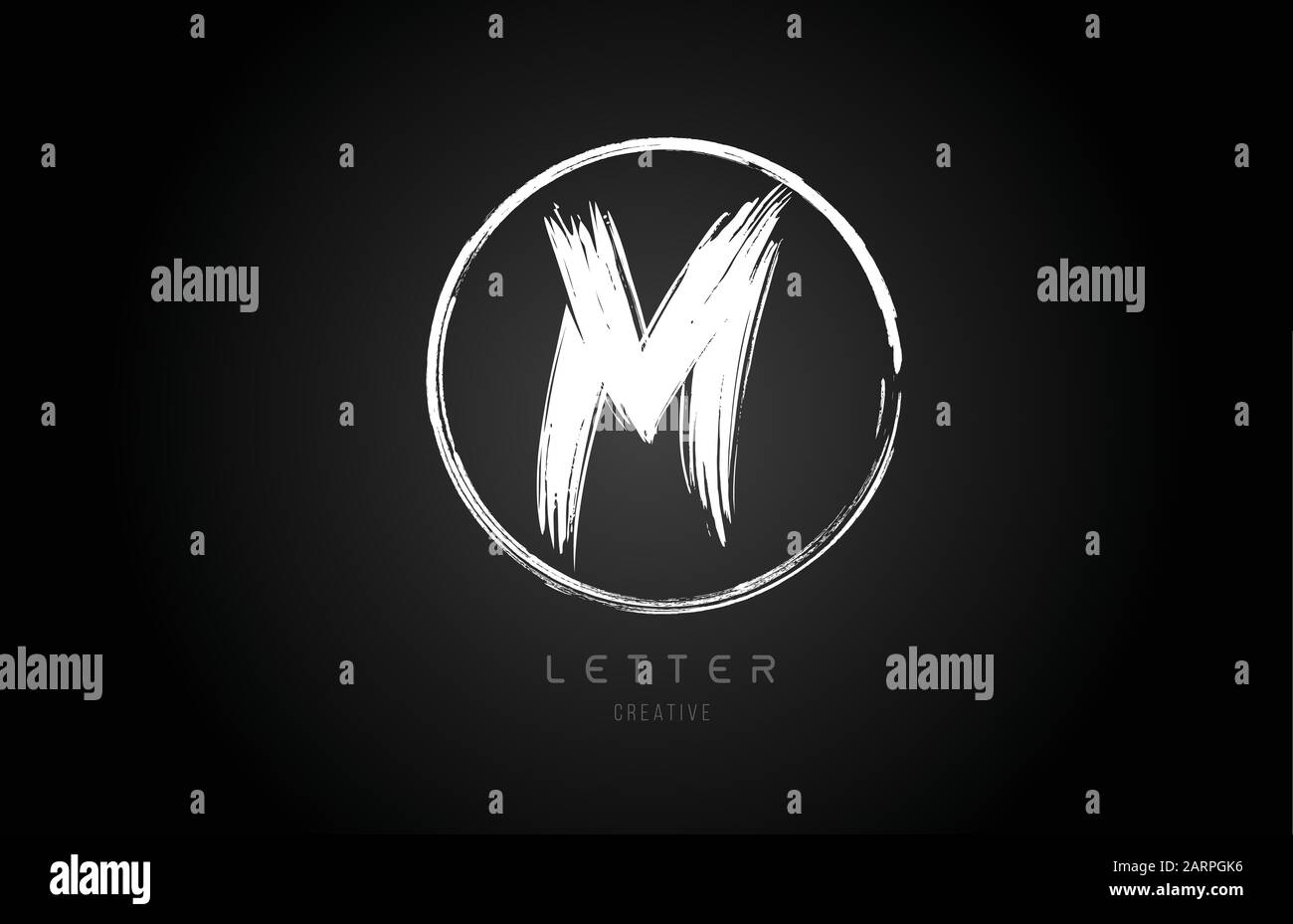 grunge M brush stroke letter alphabet logo icon design template with ...