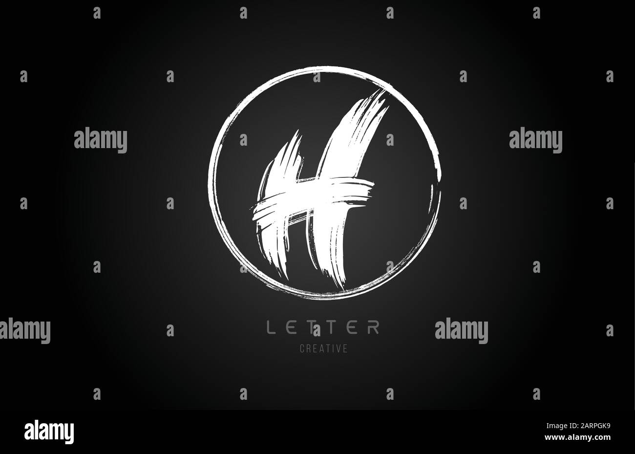 grunge H brush stroke letter alphabet logo icon design template with ...