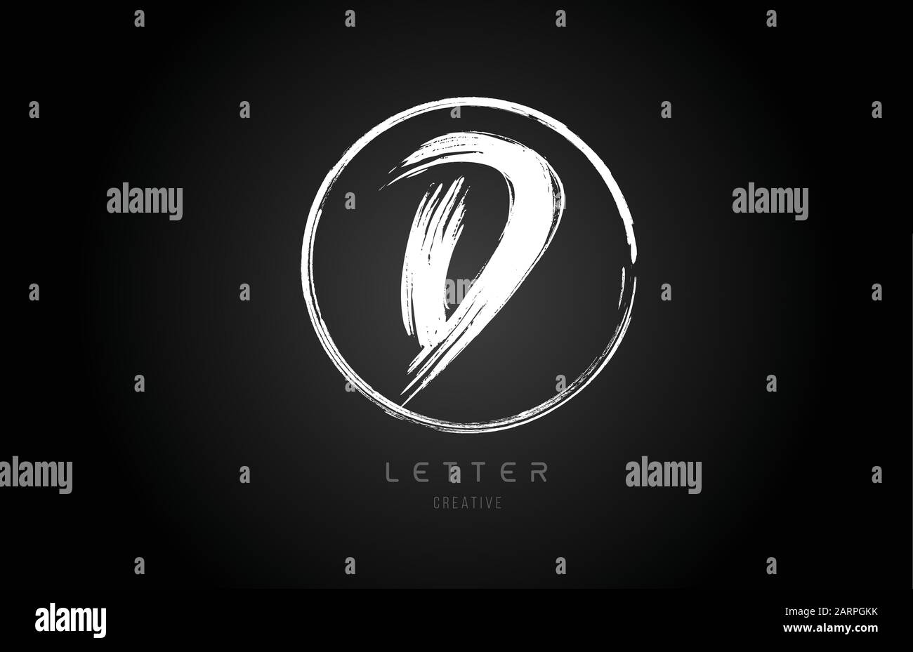 grunge D brush stroke letter alphabet logo icon design template with ...