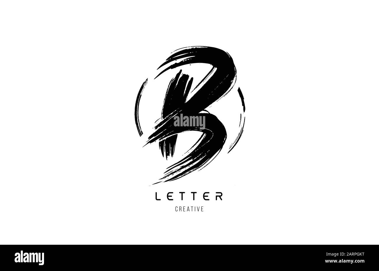 handwritten grunge B brush stroke letter alphabet logo icon design ...