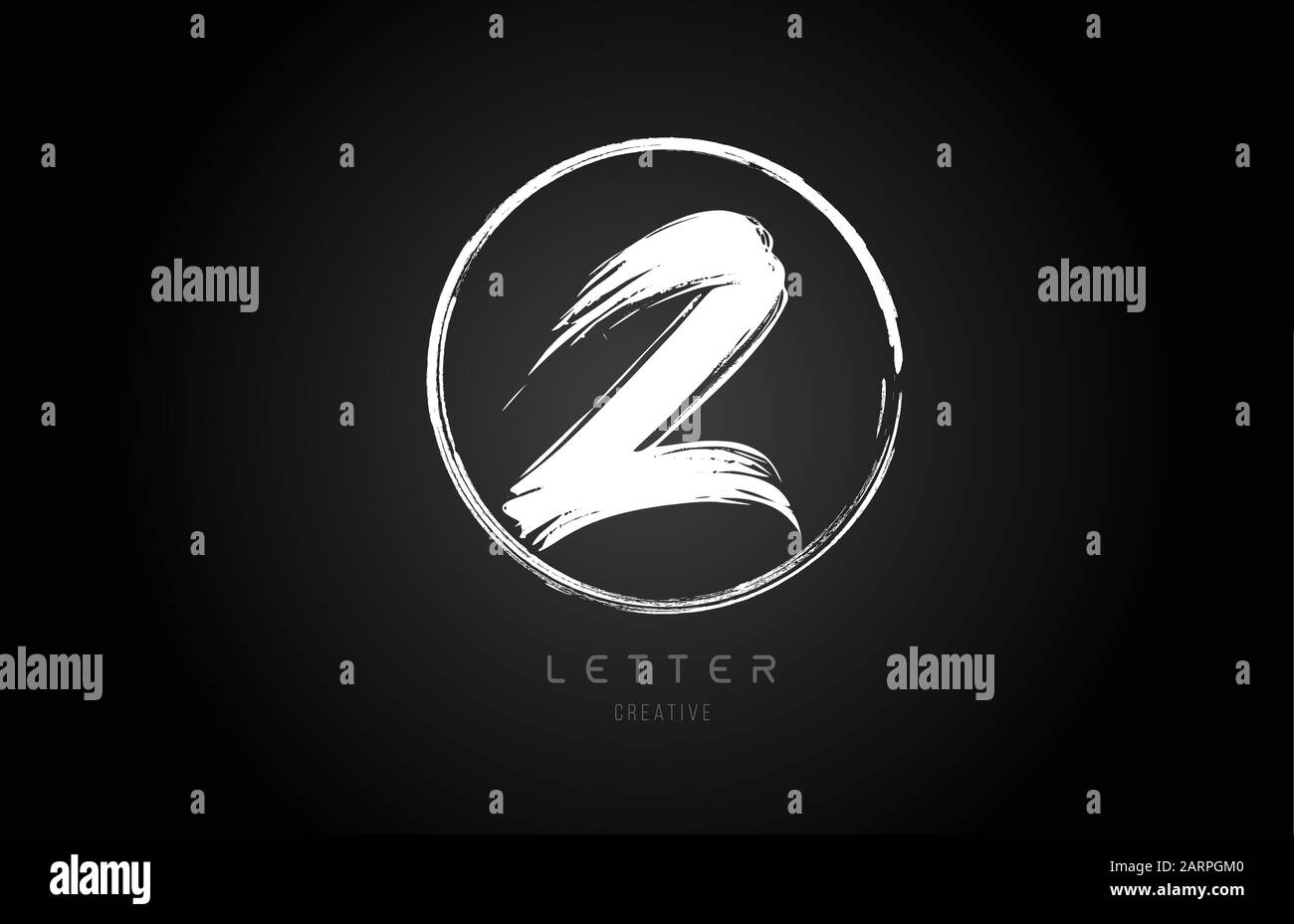 grunge Z brush stroke letter alphabet logo icon design template with ...