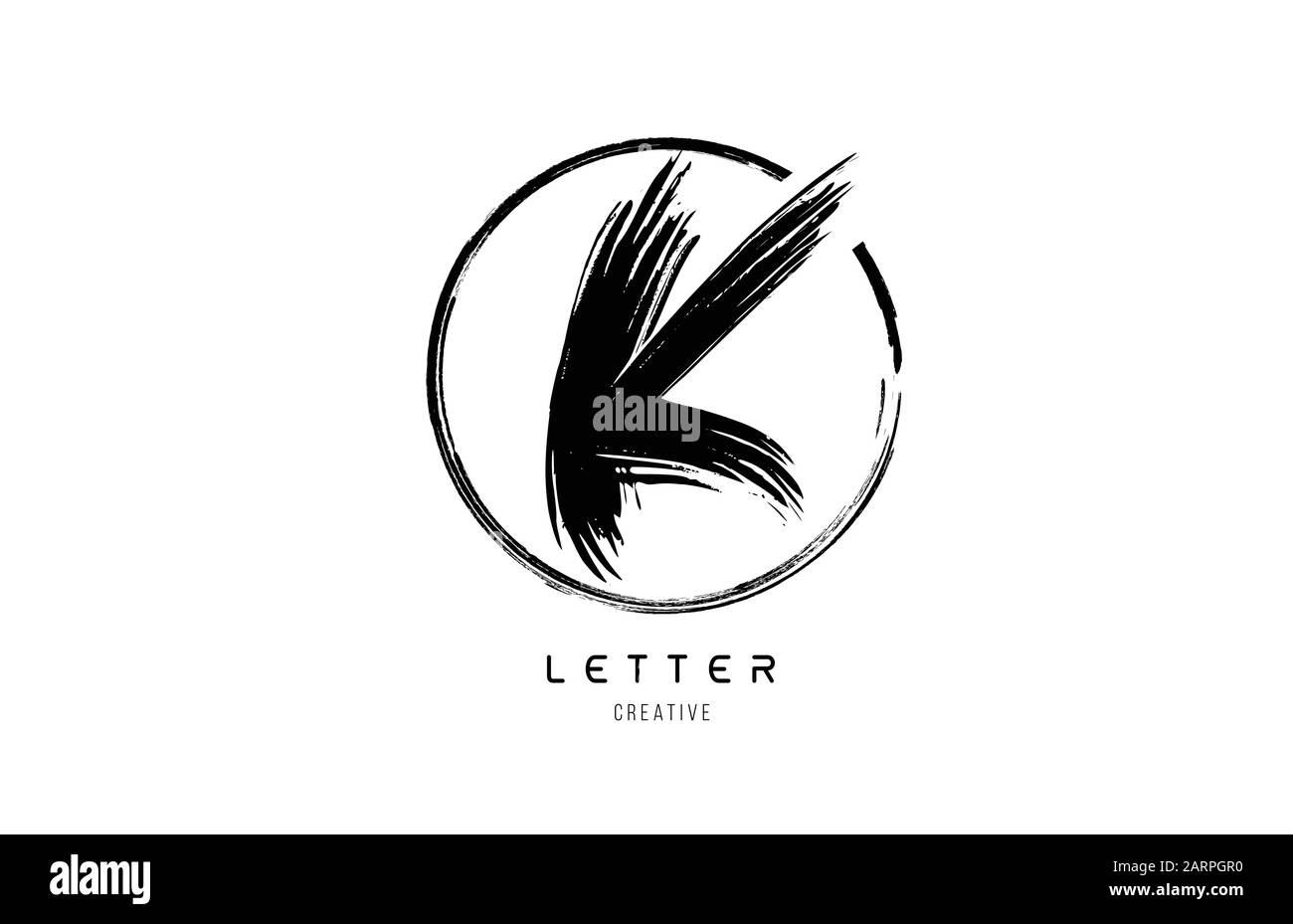 handwritten grunge K brush stroke letter alphabet logo icon design ...