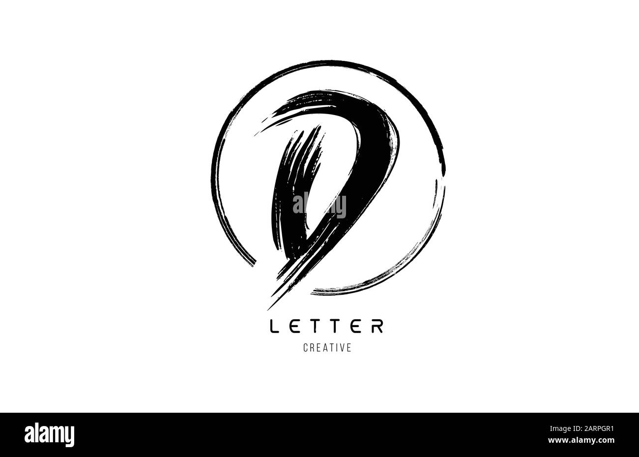 handwritten grunge D brush stroke letter alphabet logo icon design ...