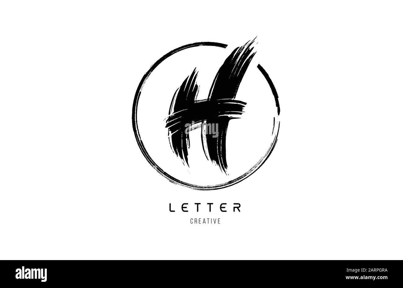 handwritten grunge H brush stroke letter alphabet logo icon design ...