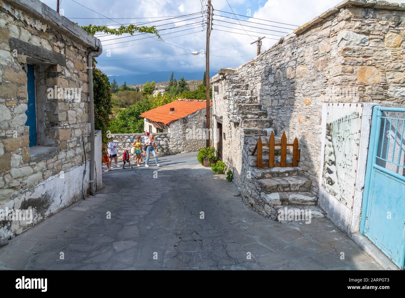 Lania, Cyprus - Aug 10.2019. Village at foot of the Troodos mountain famous for traditional winemaking Stock Photo