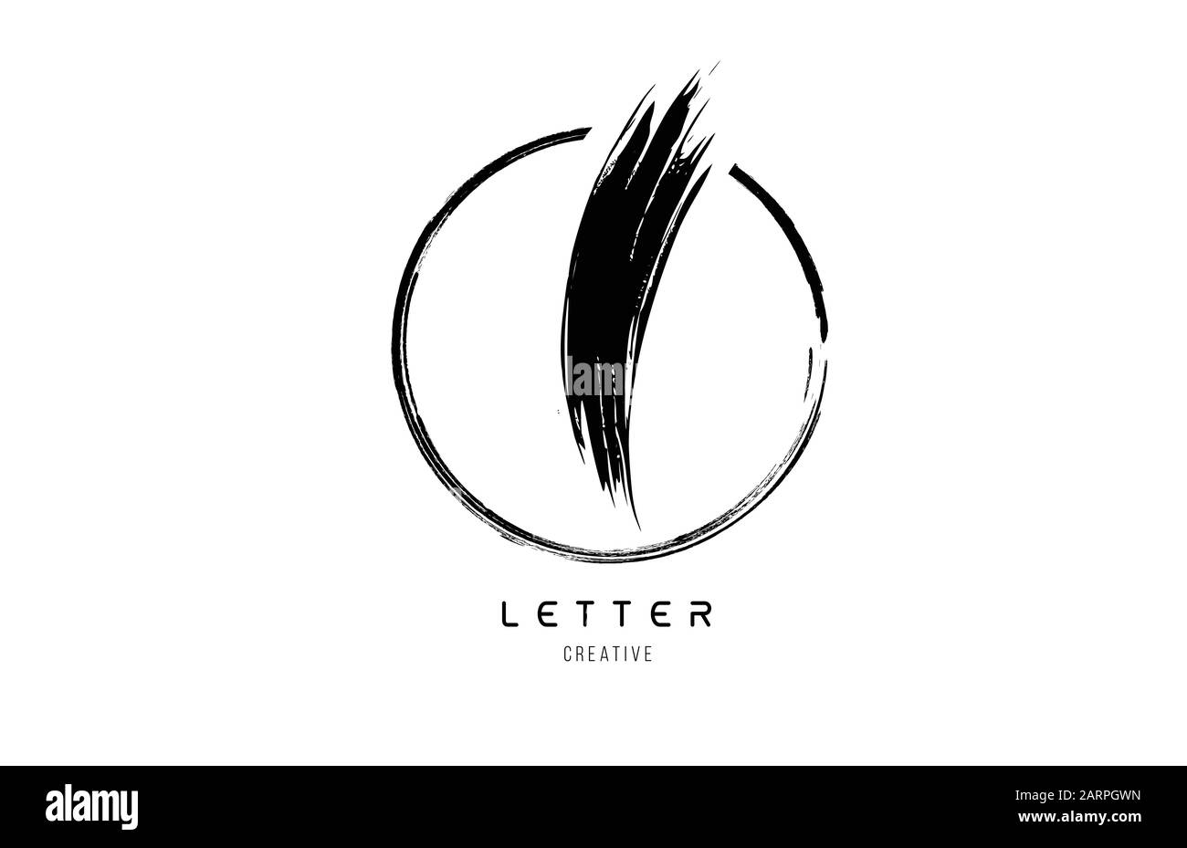 handwritten grunge I brush stroke letter alphabet logo icon design ...