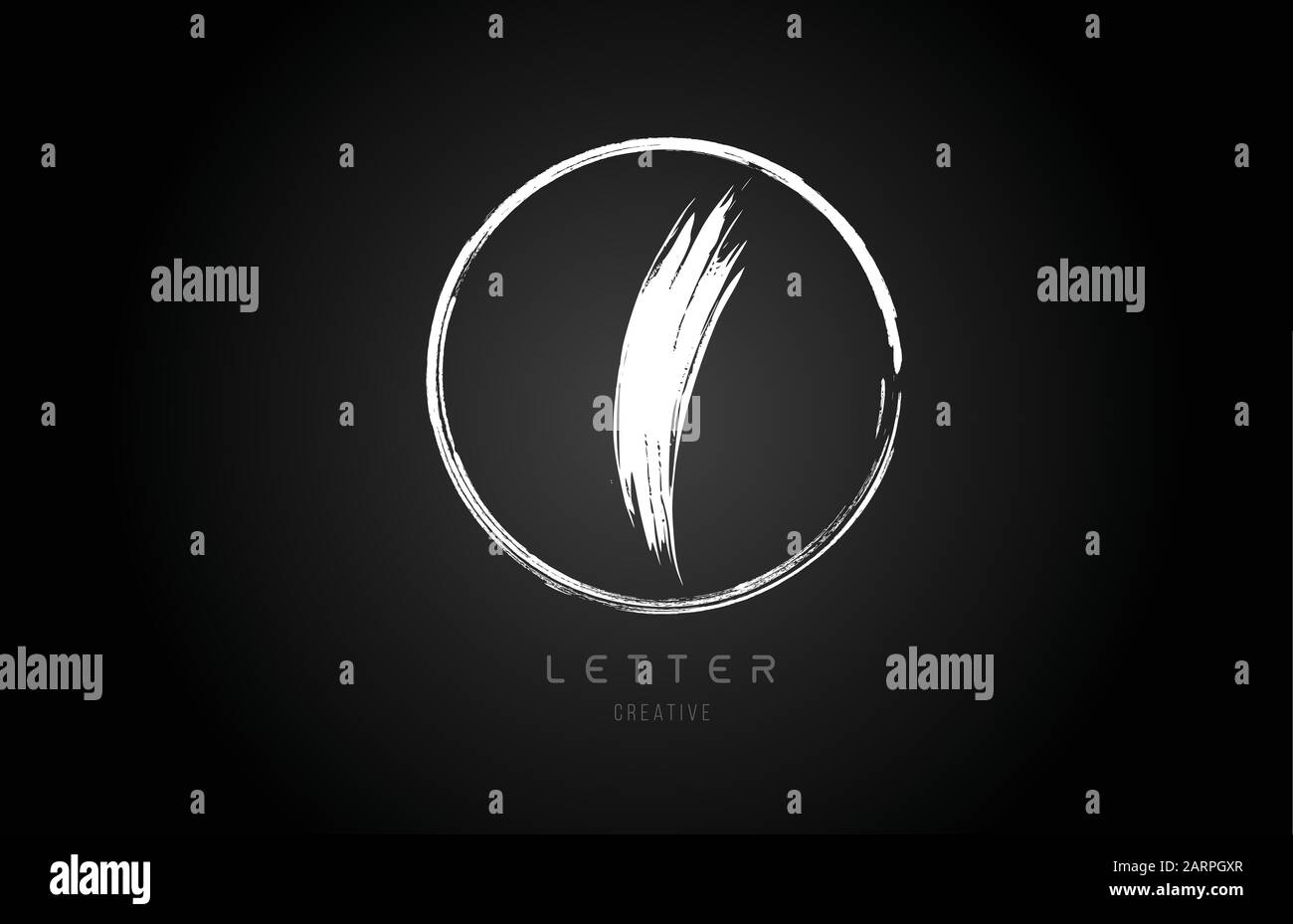 grunge I brush stroke letter alphabet logo icon design template with ...