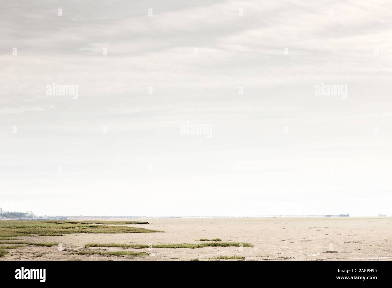 beach landscape image outside the sea side town of southend on sea in essex Stock Photo