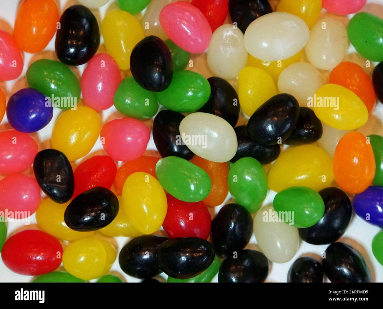 A bunch of colorful egg-shaped jelly beans candies Stock Photo