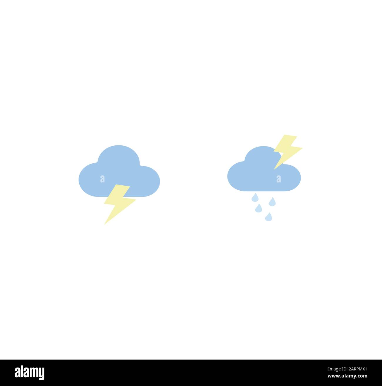 Vector icon collection - clouds, thunder and rain close-up isolated ...