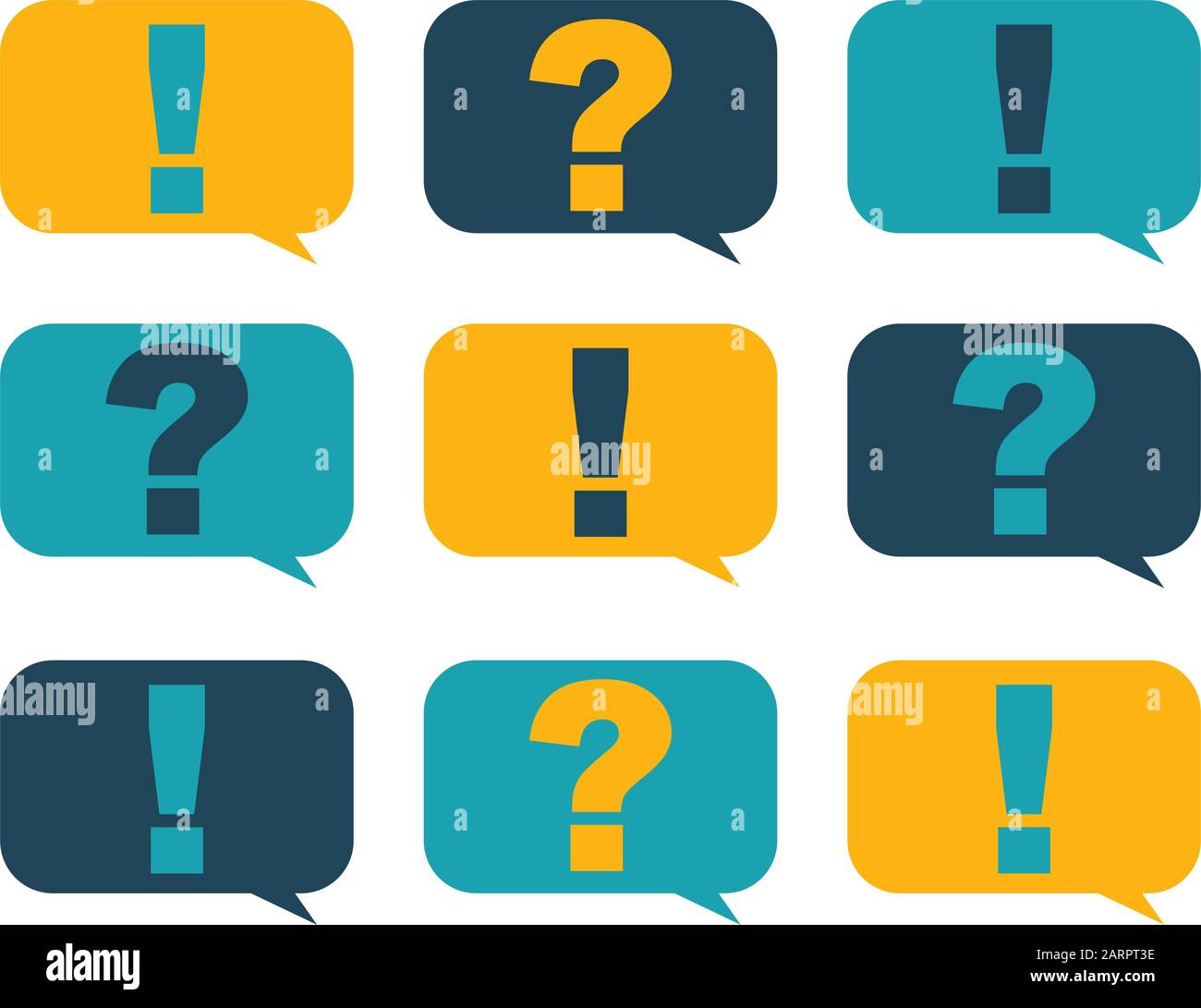 Flat style design speech bubbles with question and exclamation marks Stock Vector