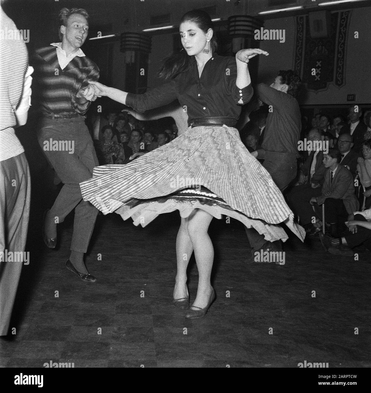 Rock-'n-roll dance contest in Krasnapolsky Amsterdam Date: February 3, 1957  Location: Amsterdam, Noord-Holland Keywords: dances, music, competitions  Institution name: Krasnapolsky : Behrens, Herbert/Anefo Stock Photo - Alamy