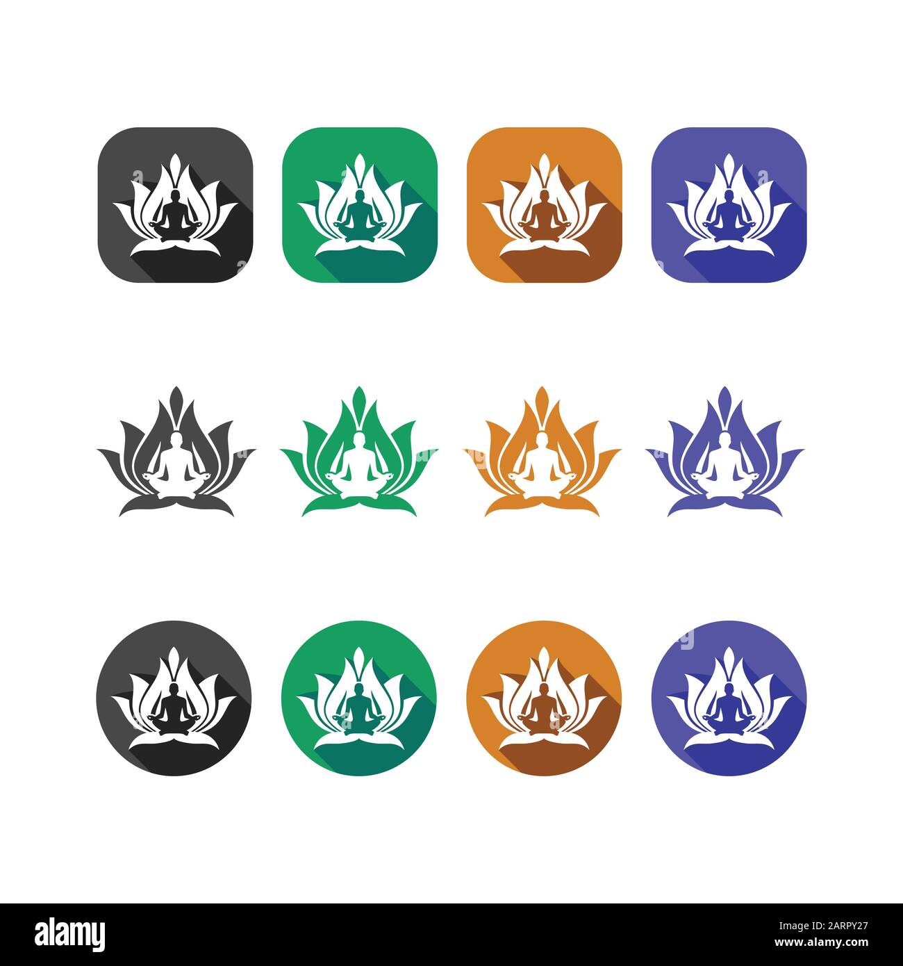 Yoga logo design. human meditation in lotus flower vector illustration ...