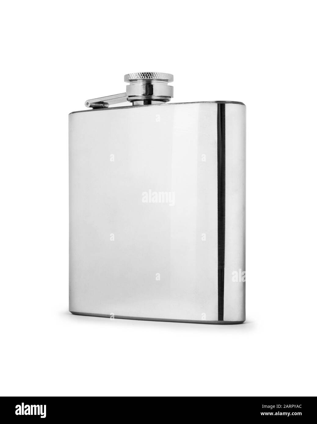 Stainless hip flask isolated on white background Stock Photo Alamy