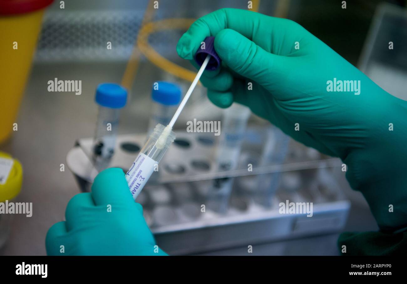 Stuttgart Germany 29th Jan 2020 An Employee Of The Baden Wurttemberg State Health Authority Opens A