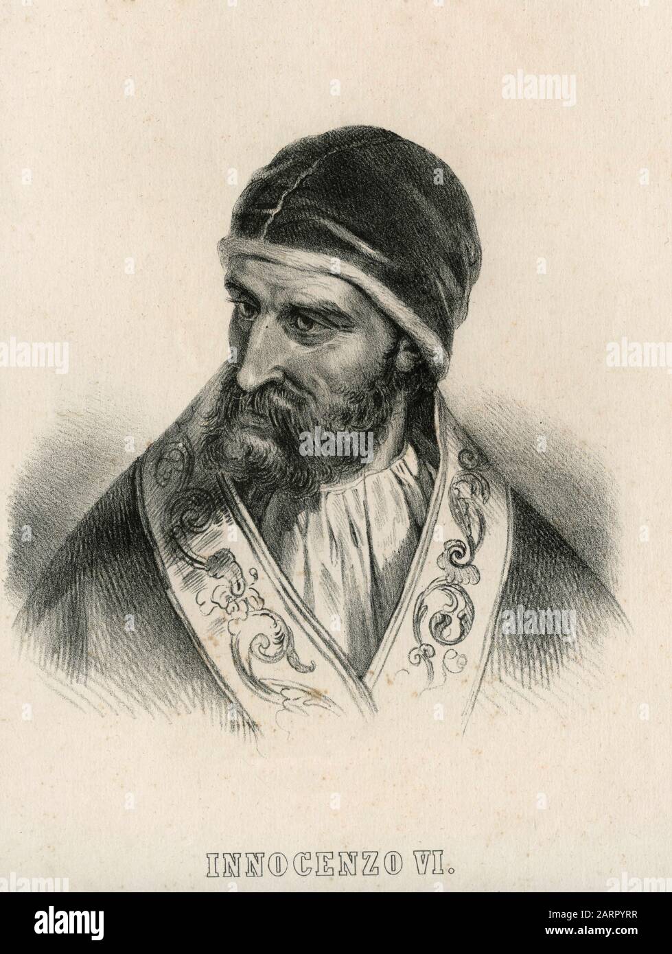 Portrait of Pope Innocent VI, lithograph 1850s Stock Photo - Alamy