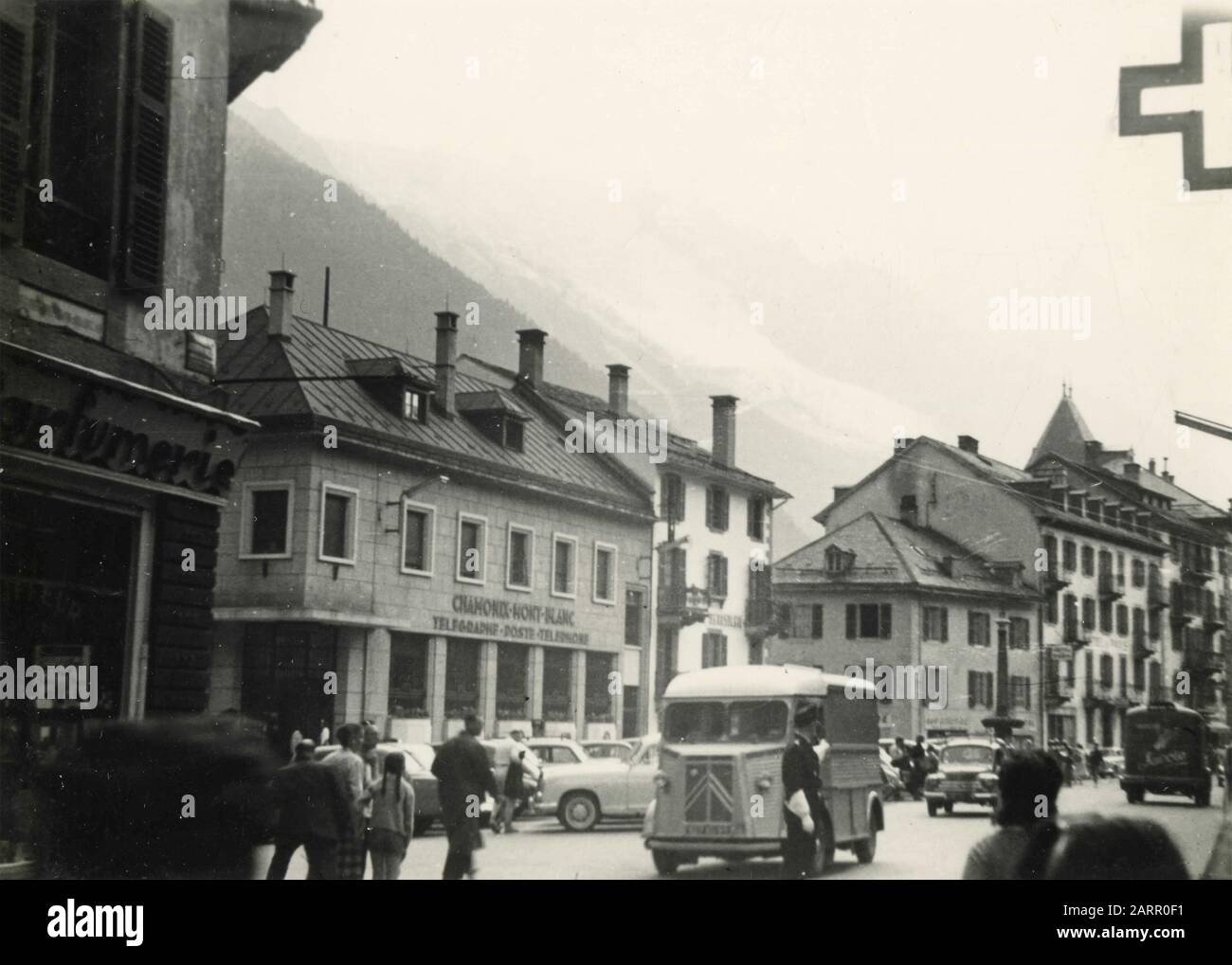 View of Chamonix main road, France 1957 Stock Photo