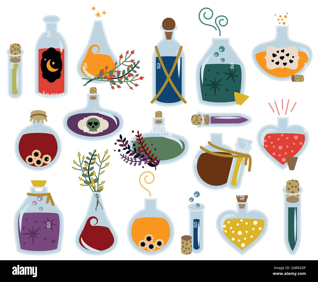 Vector Collection of Magical Potions and Bottles Stock Vector Image ...