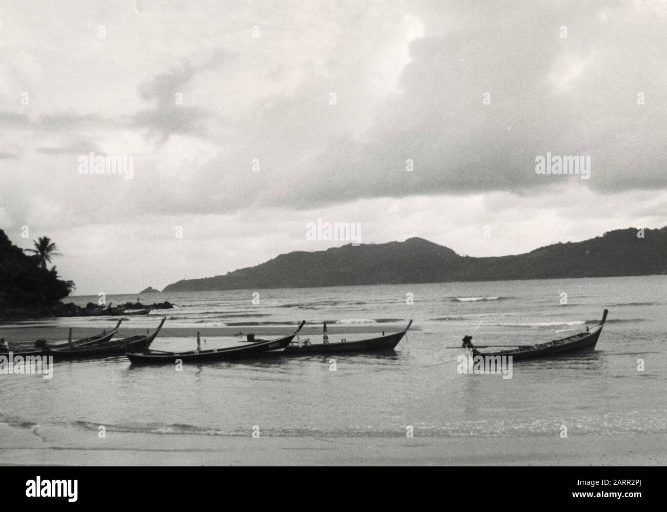 Fishermen's boats at Patong beach, Phuket Island, Thailand 1970s Stock Photo