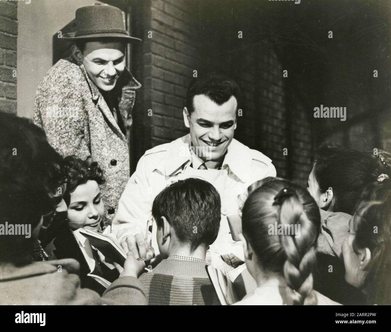 American actors Julius LaRosa and Paul Anka in the movie Let's Rock, USA 1958 Stock Photo