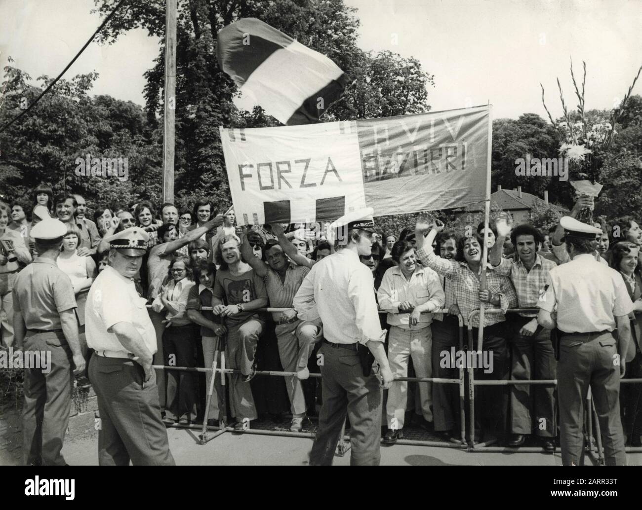Italian fans of the national football team for the World Championship, Monaco, Germany 1974 Stock Photo