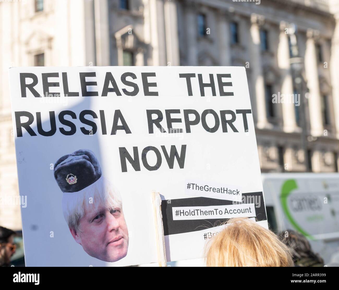 London, UK. 29th Jan, 2020. Anti Brexit protesters outside the Palace of Westminster Credit: Ian Davidson/Alamy Live News Stock Photo